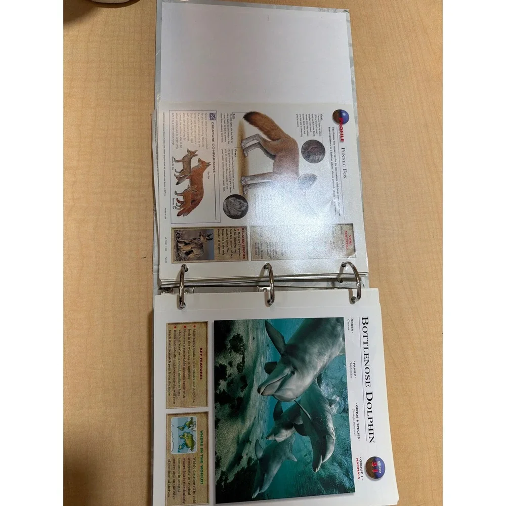 Wildlife Explorer Animal Fact Card Collection 3-Ring Binder Vintage Educational